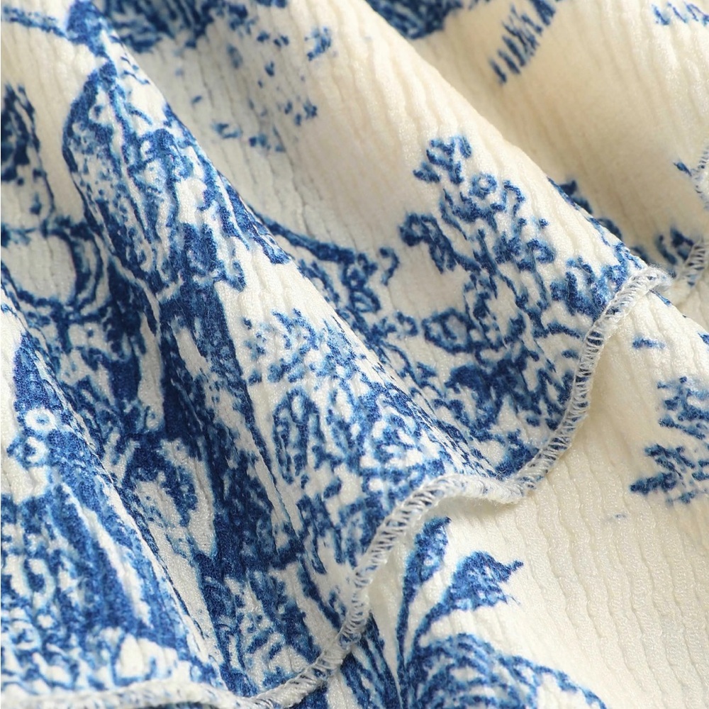 Blue and White toile de jouy Strapless Dress - Picture 8 of 11